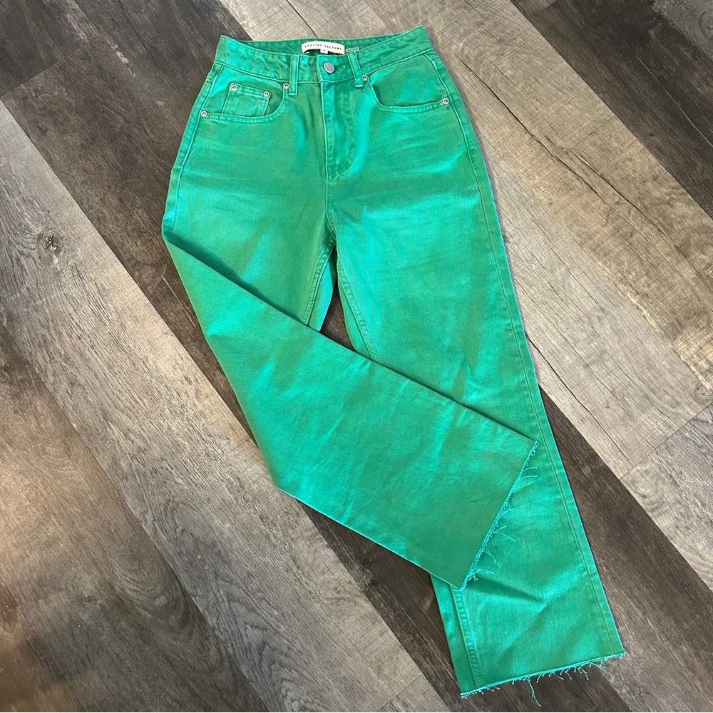 English Factory Green Ankle & Cropped Jeans